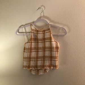 Yellow gingham open back top